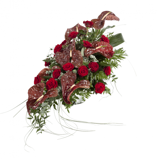 Kytice na rakev anthurie a rudé růže